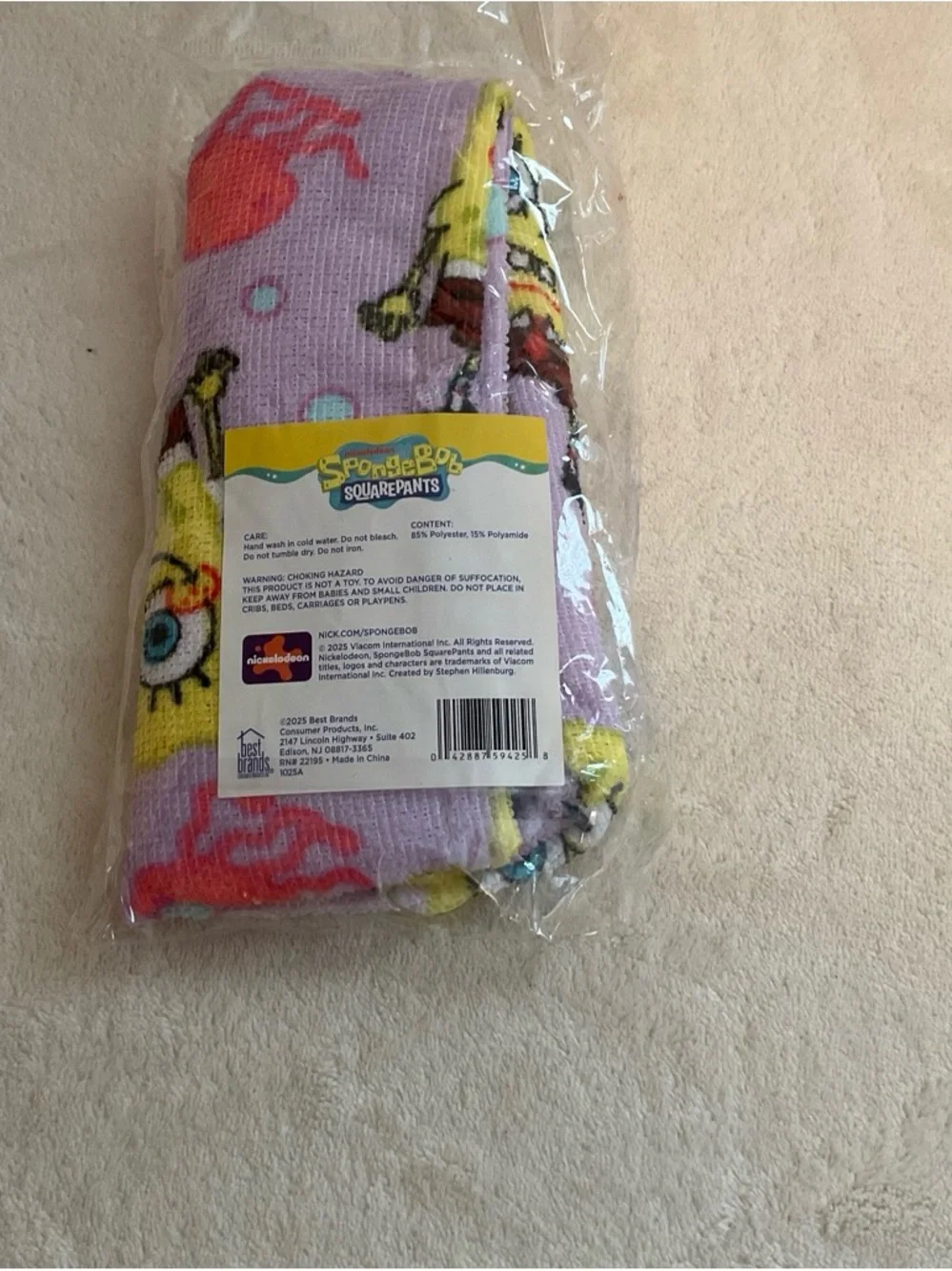 SpongeBob SquarePants Microfiber Hair Towel - Yellow & Light Purple